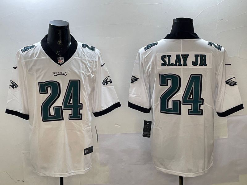Men Philadelphia Eagles #24 Slay jr White Second generations 2025 Nike Vapor Limited NFL Jersey style 1